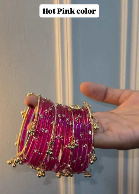 12 Bangles Set With 4 Ghungroo Bangles