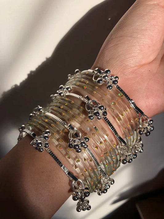 12 Bangles Set With 4 Ghungroo Bangles