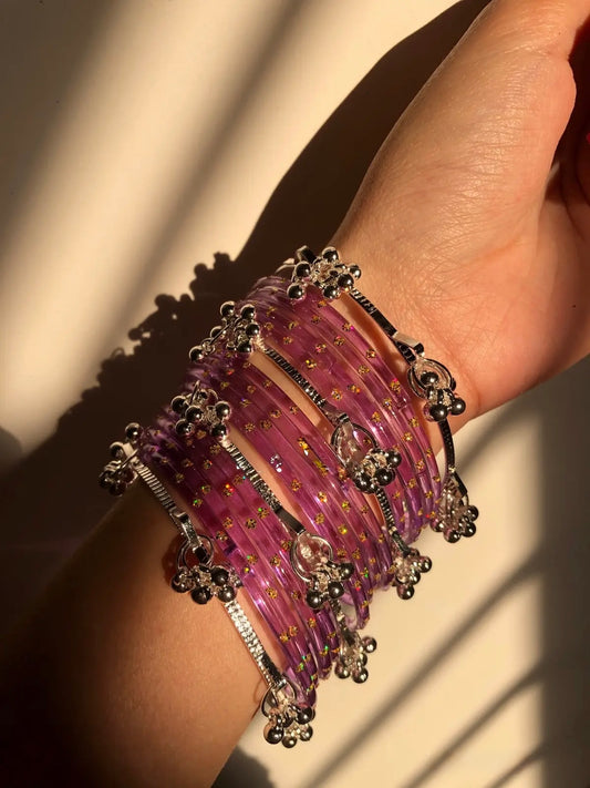 12 Bangles Set With 4 Ghungroo Bangles