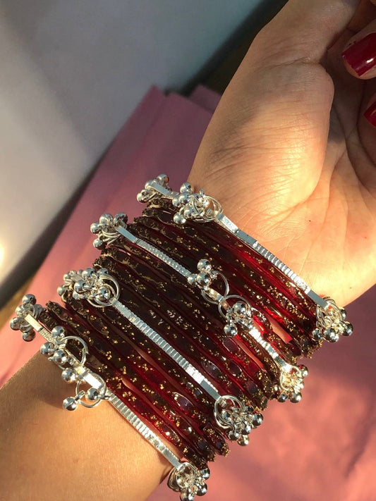12 Bangles Set With 4 Ghungroo Bangles