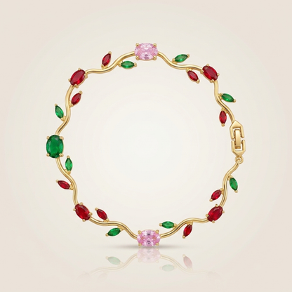 Red Green Pink Tulip Bracelet